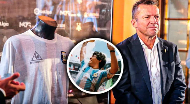 Lothar Matthaus dona la camiseta de Diego Armando Maradona