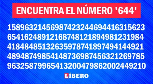 Tienes 7 segundos para encontrar al número '644'. ¿Crees que puedas lograrlo?