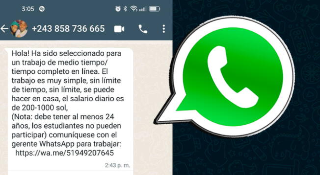 WhatsApp: 'Fuiste elegido para ganar 1000 soles al día', modalidad de estafa que genera alerta
