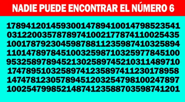 Reto visual: Tienes 5 segundos para encontrar el número '6'.