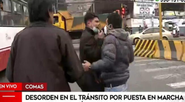 Periodista fue agredido cuando informaba sobre la congestión vehícular en Comas - VIDEO