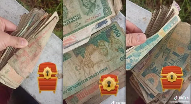 Joven encuentra fajo de billetes peruanos antiguos y usuarios le piden que lo venda a coleccionistas