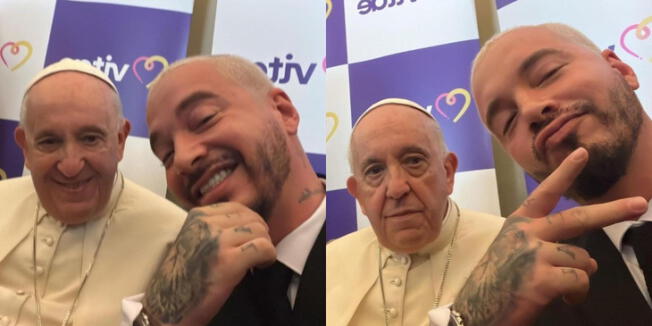 J Balvin posa junto al papa Francisco durante el Vitae Summit 2022