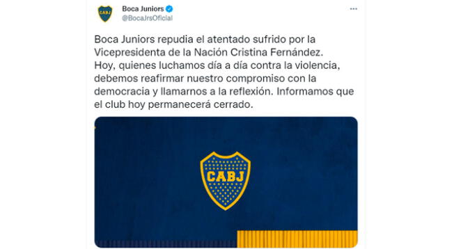 Comunicado de Boca Juniors.