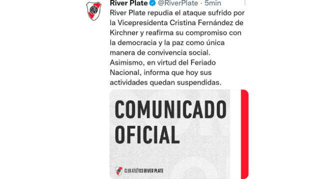 Comunicado de River Plate.