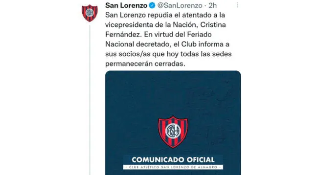 Comunicado de San Lorenzo.