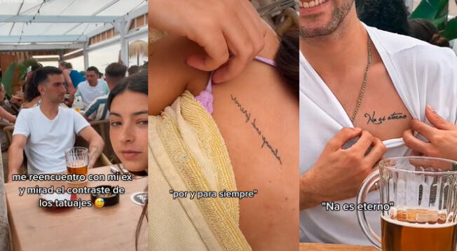 Expareja se encuentran y comparan sus tatuajes. Mira la gran diferencia.