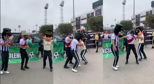 Muñecos de la PNP con camiseta de Alianza y Universitario