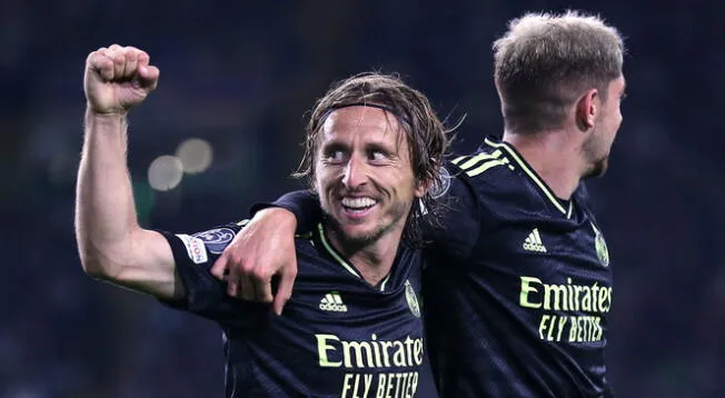 Luka Modric celebra su gol con Real Madrid