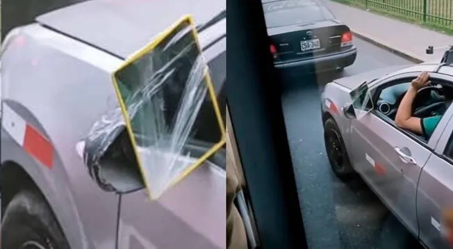 TikTok: peruano es captado utilizando espejo de baño para su auto y es viral