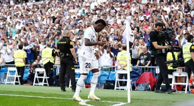 Vinícius Júnior festejando su gol en LaLiga.