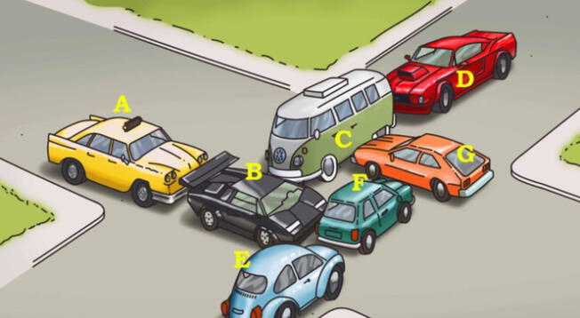 ¿Qué auto quitarías para libertar el tránsito? Resuelve este acertijo en 5 segundos