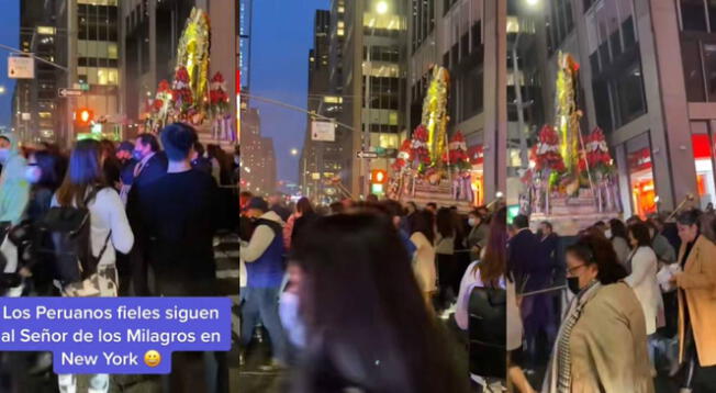 Procesión del Señor de los Milagros sorprende a peruano en NY: "Faltan los puestos de turrones"