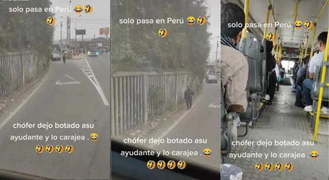 Chófer olvidó a su cobrador y lo dejó a varios metros: "Solo pasa en Perú" - VIDEO