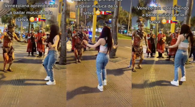 TikTok: joven venezolana sorprende bailando música de la selva en la calle - VIDEO