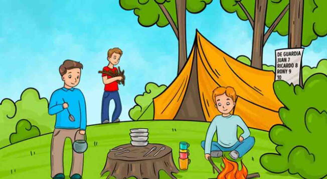 Acertijo visual: cuántas personas hay en el campamento Acertijo visual: cuántas personas hay en el campamento
