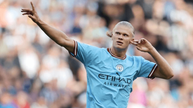 Erling Haaland viene de concretar un doblete con el Manchester City por Champions League