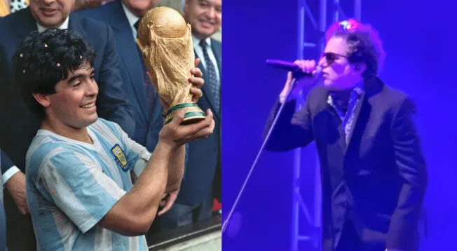 Andrés Calamaro rindió homenaje a su ídolo Diego Maradona durante su show en Lima.