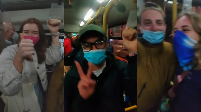 Extranjeros se muestran muy emocionados en el Metropolitano.