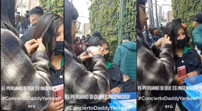 Peruana se 'recursea' haciendo trenzas a fans en las filas para el concierto de Daddy Yankee