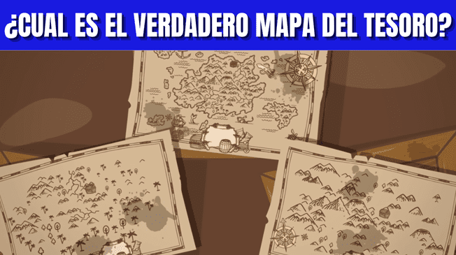 Acertijo visual EXTREMO: Halla el verdadero mapa del tesoro en 5 segundos