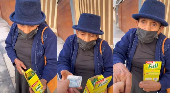 'Osito Lima' reapareció ayudando a adulta mayor comprando todos sus productos - VIDEO