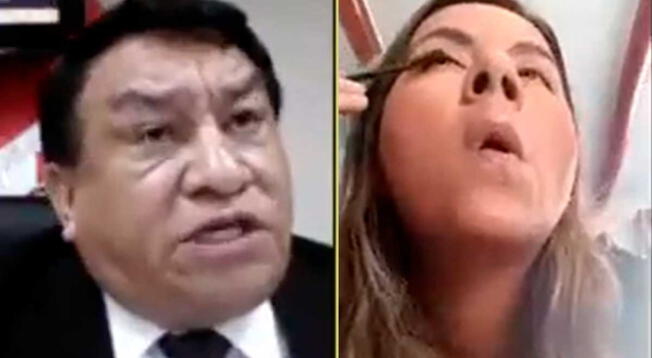 La congresista Tania Ramírez comenzó a maquillarse mientras su colega hablaba