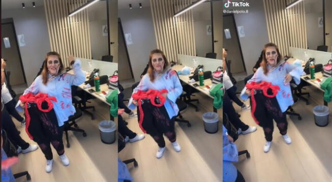 TikTok: joven causa terror en su trabajo con increíble disfraz por Halloween