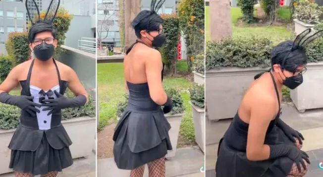 Halloween: Joven de la UPC se viste de 'conejita' Playboy y arrasa en competencia de disfraces