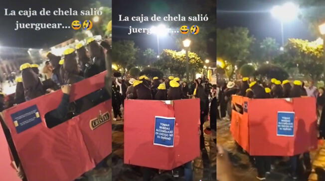 "La caja de chela salió a juerguear", es la descripción de este video viral de TikTok.