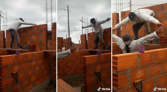 Constructores olvidarpon wincha y tuvieron que improvisar en la obra. Su caso es viral en TikTok.