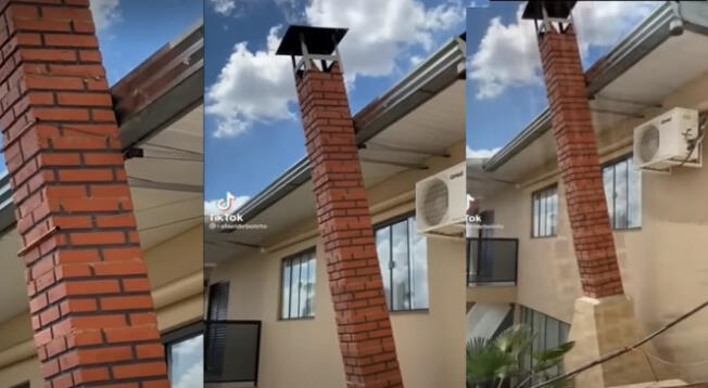 TikTok: albañil improvisado construye chimenea y se 'inspira' en la Torre Pisa