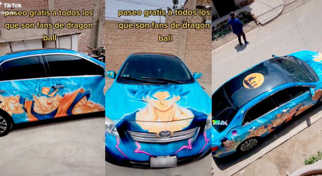 Fanático de Dragon Ball Z 'tunea' su auto e invita a los fans a pasear gratis.