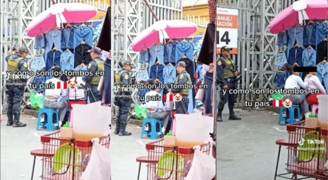 Policías son captados tomándose fotos en un mercado.