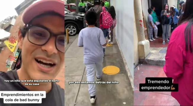 Niño se las ingenia y alquila baño de su casa en concierto de Bad Bunny: "Tremendo emprendedor"