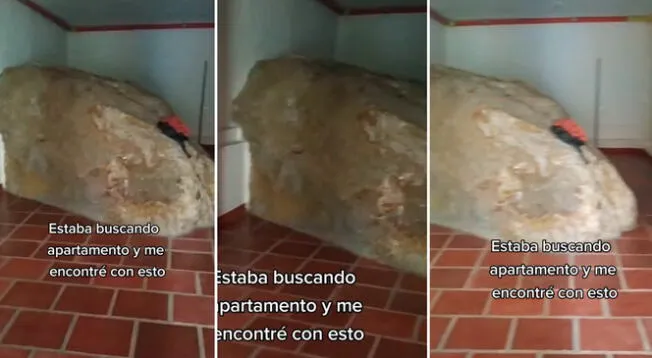 Enorme roca aparece como 'objeto' de decoración dentro de una casa.