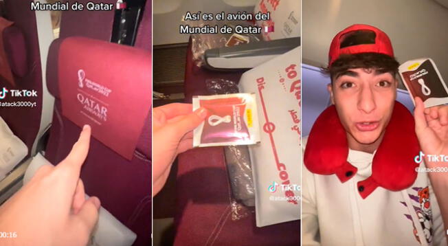 TikTok: Joven sube al 'avión del Mundial Qatar' y queda pasmado con los detalles que encontró