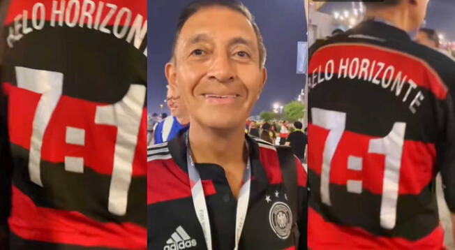 Qatar 2022: Peruano utiliza camiseta 7 a 1 para recordar goleada de Alemania a Brasil