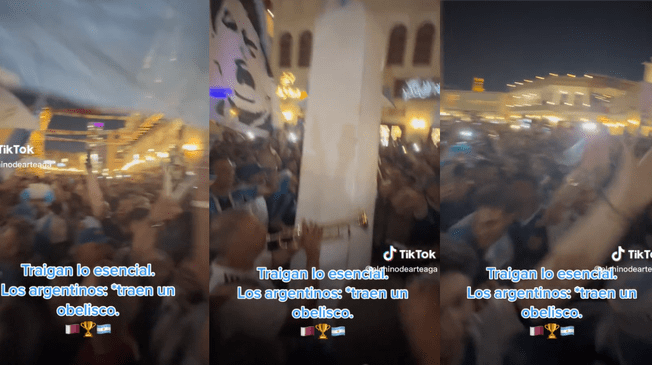Banderas, camisetas, trompetas y un mini 'Obelisco' invadieron las calles de Qatar.
