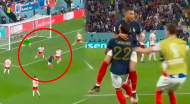 Gol de Kylian Mbappé para el 1-0 de Francia ante Dinamarca