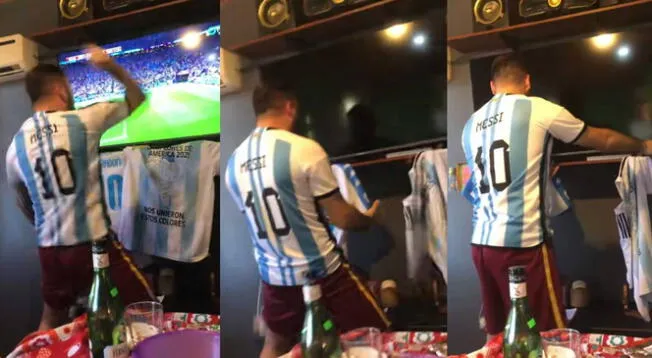 Hincha argentino celebra gol rompiendo su televisor: "Ahora se quedó sin mundial"