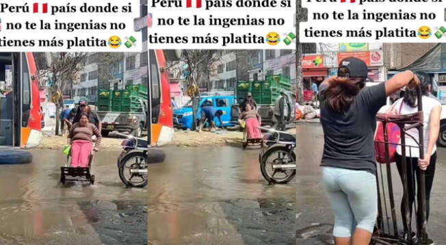 Peruana cobra un sol por transportar personas en inundación y causa furor: "Inundaré mi barrio"