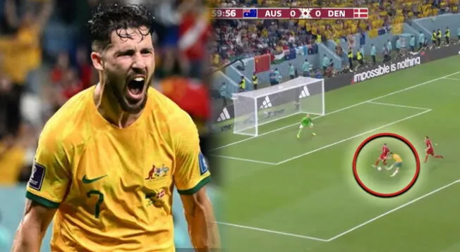 Australia pone el 1-0 contra Dinamarca y lo está eliminando de Qatar 2022.