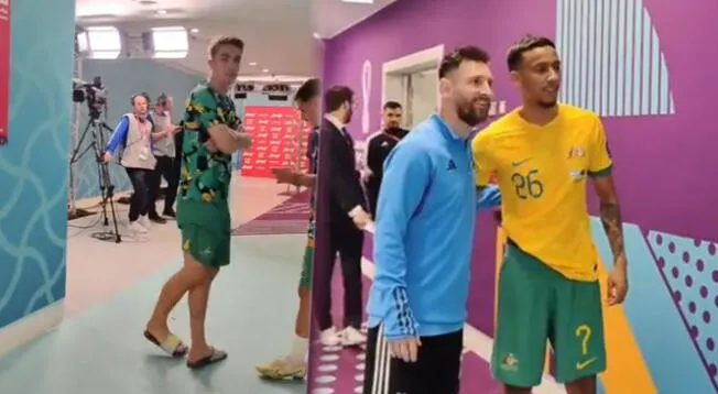 Futbolistas de Australia esperaron a Messi para tomarse una foto en los camerinos