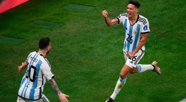 Sensacional pase de Messi para que Molina anote el 1-0 de Argentina