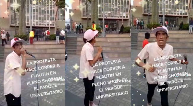 Flautin terminó escapando de las manifestaciones en Lima.