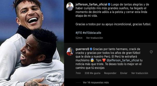 Paolo Guerrero le agradeció a Farfán por todo su esfuerzo.