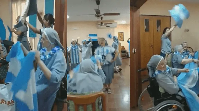 Con chicharras, banderolas, y platillos improvisados las hermanas celebraban el triunfo de su selección.