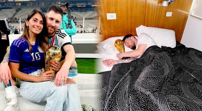 Antonela Roccuzzo no dudó en dejarle un curioso mensaje en la publicación de Messi durmiendo con la copa del Mundial Qatar 2022.
