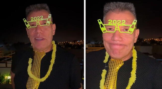 Con unos lentes que llevaba el 2022, el conductor de televisión contó su experiencia de Año Nuevo.